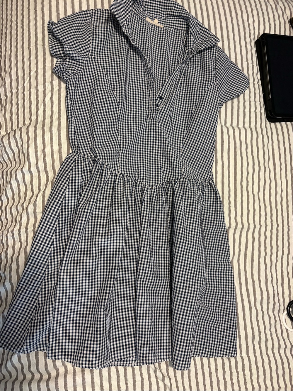 Copper Key Navy and White Gingham Dress